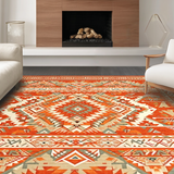 Ultra Soft Area Rug, Non Slip, Stain Resistant, Washable Area Rugs for Living Room, Bedroom, Elegant Vintage Tribal Patterns(Orange)