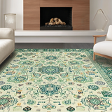 Ultra Soft Area Rug, Non Slip, Stain Resistant, Washable Area Rugs for Living Room, Bedroom, Charming Vintage Lattice Influence(Ivory)