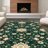 Ultra Soft Area Rug, Non Slip, Stain Resistant, Washable Area Rugs for Living Room, Bedroom, Chic Dark Floral Medallion(Green)