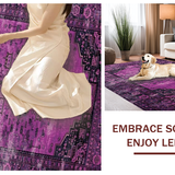Ultra Soft Area Rug, Non Slip, Stain Resistant, Washable Area Rugs for Living Room, Bedroom, Sophisticated Ogee Distressed Aesthetic(Purple)