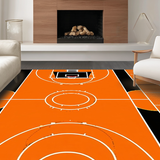 Ultra Soft Area Rug, Non Slip, Stain Resistant, Washable Area Rugs for Living Room, Bedroom, Playful Kids' Basketball Theme Decor(Orange)