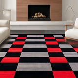 Ultra Soft Area Rug, Non Slip, Stain Resistant, Washable Area Rugs for Living Room, Bedroom, Rustic Gray Tiled Aesthetic(Black)