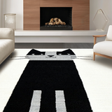 Ultra Soft Area Rug, Non Slip, Stain Resistant, Washable Area Rugs for Living Room, Bedroom, Adorable Minimalist Animal Icon(Black)