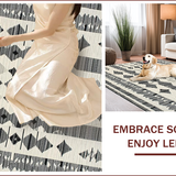 Ultra Soft Area Rug, Non Slip, Stain Resistant, Washable Area Rugs for Living Room, Bedroom, Elegant Geometric Monochrome Design(Black)
