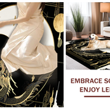 Ultra Soft Area Rug, Non Slip, Stain Resistant, Washable Area Rugs for Living Room, Bedroom, Artful Black and White Dragon Motif(Gold)