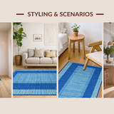 Ultra Soft Area Rug, Non Slip, Stain Resistant, Washable Area Rugs for Living Room, Bedroom, Rustic Weather-Resistant Charm(Blue)