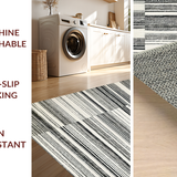 Ultra Soft Area Rug, Non Slip, Stain Resistant, Washable Area Rugs for Living Room, Bedroom, Stylish Black & White Carpet: Reversible Striped Area Rug(Black)