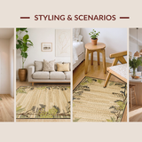 Ultra Soft Area Rug, Non Slip, Stain Resistant, Washable Area Rugs for Living Room, Bedroom, Rustic Safari Animal Imagery(Beige)