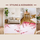 Ultra Soft Area Rug, Non Slip, Stain Resistant, Washable Area Rugs for Living Room, Bedroom, Sakura Floral Watercolor Aesthetic(Pink)