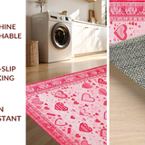 Ultra Soft Area Rug, Non Slip, Stain Resistant, Washable Area Rugs for Living Room, Bedroom, Cohesive Soft-Cornered Design(Pink)