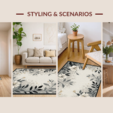 Ultra Soft Area Rug, Non Slip, Stain Resistant, Washable Area Rugs for Living Room, Bedroom, Stylish Abstract Botanical Theme(Gray)