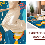 Ultra Soft Area Rug, Non Slip, Stain Resistant, Washable Area Rugs for Living Room, Bedroom, Colorful Sea Animals Kids Playroom Washable Rug(Blue)