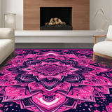 Ultra Soft Area Rug, Non Slip, Stain Resistant, Washable Area Rugs for Living Room, Bedroom, Rustic Mandala Art Design(Pink)