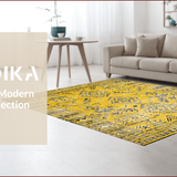 Ultra Soft Area Rug, Non Slip, Stain Resistant, Washable Area Rugs for Living Room, Bedroom, Chic Modern Abstract Composition(Yellow)