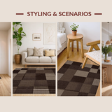 Ultra Soft Area Rug, Non Slip, Stain Resistant, Washable Area Rugs for Living Room, Bedroom, Rustic Dark Plaid Aesthetic Charm(Brown)