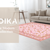 Ultra Soft Area Rug, Non Slip, Stain Resistant, Washable Area Rugs for Living Room, Bedroom, Pastel Soft Textured Medallion Style(Pink)