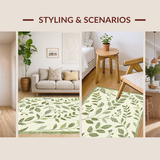 Ultra Soft Area Rug, Non Slip, Stain Resistant, Washable Area Rugs for Living Room, Bedroom, Elegant Earthy Leaf Design(Beige)