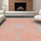 Ultra Soft Area Rug, Non Slip, Stain Resistant, Washable Area Rugs for Living Room, Bedroom, Transitional Striped Pastel Elegance(Orange)