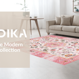 Ultra Soft Area Rug, Non Slip, Stain Resistant, Washable Area Rugs for Living Room, Bedroom, Contemporary Organic Shape Elements(Pink)