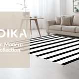 Ultra Soft Area Rug, Non Slip, Stain Resistant, Washable Area Rugs for Living Room, Bedroom, Monochrome Cabana Striped Woven Rug for Entryway Chic Home Decor(Black)