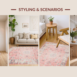 Ultra Soft Area Rug, Non Slip, Stain Resistant, Washable Area Rugs for Living Room, Bedroom, Artistic Abstract Floral Fusion(Pink)