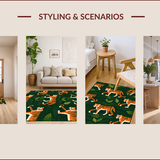 Ultra Soft Area Rug, Non Slip, Stain Resistant, Washable Area Rugs for Living Room, Bedroom, Large Soft Green Dining Room Animal Print Rug(Green)