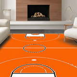 Ultra Soft Area Rug, Non Slip, Stain Resistant, Washable Area Rugs for Living Room, Bedroom, Energetic Round Sports Theme Decor(Orange)