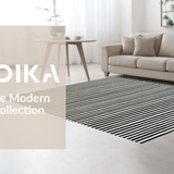 Ultra Soft Area Rug, Non Slip, Stain Resistant, Washable Area Rugs for Living Room, Bedroom, Artisan Woven Monochrome Lined Carpet Layered Doorway Welcome Decor(Black)
