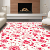 Ultra Soft Area Rug, Non Slip, Stain Resistant, Washable Area Rugs for Living Room, Bedroom, Vibrant Retro Blossom Design(White)