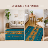 Artistic Teal and Dark Blue Motif(Blue)