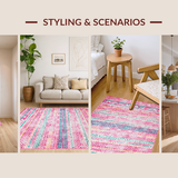 Ultra Soft Area Rug, Non Slip, Stain Resistant, Washable Area Rugs for Living Room, Bedroom, Refreshing Vibrant Spring Palette(Pink)