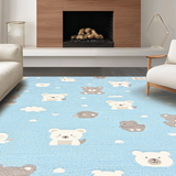 Ultra Soft Area Rug, Non Slip, Stain Resistant, Washable Area Rugs for Living Room, Bedroom, Joyful Animal Friends Concept(Blue)