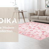 Ultra Soft Area Rug, Non Slip, Stain Resistant, Washable Area Rugs for Living Room, Bedroom, Enchanting Circular Petal Pattern(Pink)