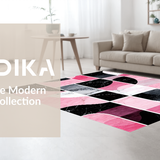 Ultra Soft Area Rug, Non Slip, Stain Resistant, Washable Area Rugs for Living Room, Bedroom, Stylish Low Pile Artistic Design(Pink)