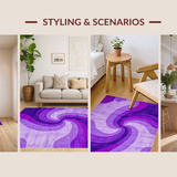 Ultra Soft Area Rug, Non Slip, Stain Resistant, Washable Area Rugs for Living Room, Bedroom, Charming Fuzzy Ethereal Waves(Purple)