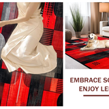 Ultra Soft Area Rug, Non Slip, Stain Resistant, Washable Area Rugs for Living Room, Bedroom, Sophisticated Geometric Frequency Lines(Red)