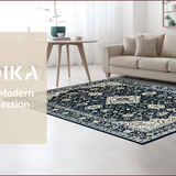 Ultra Soft Area Rug, Non Slip, Stain Resistant, Washable Area Rugs for Living Room, Bedroom, Rustic Vintage Geometric Aesthetic(Blue)
