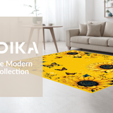 Ultra Soft Area Rug, Non Slip, Stain Resistant, Washable Area Rugs for Living Room, Bedroom, Vibrant Retro Butterfly Motif(Yellow)
