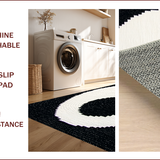 Ultra Soft Area Rug, Non Slip, Stain Resistant, Washable Area Rugs for Living Room, Bedroom, Modern Circular Living Room Washable Accent Rug(Black)