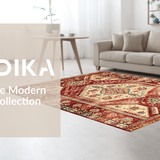 Ultra Soft Area Rug, Non Slip, Stain Resistant, Washable Area Rugs for Living Room, Bedroom, Chic Multicolor Medallion Style(Red)