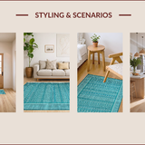 Ultra Soft Area Rug, Non Slip, Stain Resistant, Washable Area Rugs for Living Room, Bedroom, Rustic Striped Coastal Aesthetic(Blue)