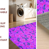 Ultra Soft Area Rug, Non Slip, Stain Resistant, Washable Area Rugs for Living Room, Bedroom, Artistic Girly Garden Style(Purple)