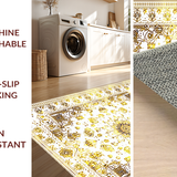 Ultra Soft Area Rug, Non Slip, Stain Resistant, Washable Area Rugs for Living Room, Bedroom, Vintage Medallion Charm(Gold)
