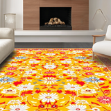 Ultra Soft Area Rug, Non Slip, Stain Resistant, Washable Area Rugs for Living Room, Bedroom, Eclectic Colorful Garden Layout(Yellow)