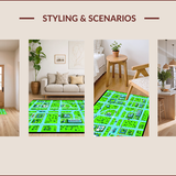 Ultra Soft Area Rug, Non Slip, Stain Resistant, Washable Area Rugs for Living Room, Bedroom, Vibrant Urban Playground Design(Green)