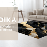Ultra Soft Area Rug, Non Slip, Stain Resistant, Washable Area Rugs for Living Room, Bedroom, Sophisticated Mixed Texture Arrangement(Black)