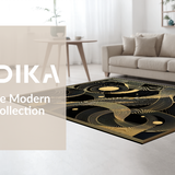 Ultra Soft Area Rug, Non Slip, Stain Resistant, Washable Area Rugs for Living Room, Bedroom, Stylish Artistic Linear Design(Gold)