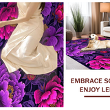 Ultra Soft Area Rug, Non Slip, Stain Resistant, Washable Area Rugs for Living Room, Bedroom, Whimsical Bright Flower Arrangement(Purple)