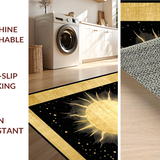 Ultra Soft Area Rug, Non Slip, Stain Resistant, Washable Area Rugs for Living Room, Bedroom, Contemporary Radiant Sunshine Artwork(Gold)