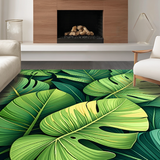Ultra Soft Area Rug, Non Slip, Stain Resistant, Washable Area Rugs for Living Room, Bedroom, Rustic Tropical Plant Pattern(Green)